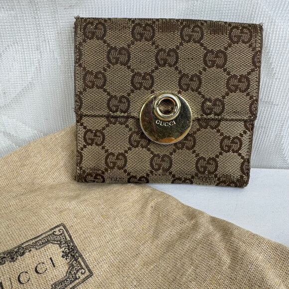 GUCCI Vintage Eclipse GG Canvas Compact Wallet with dust bag - Picture 16 of 16